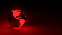 3d Rendered Animation Of Red Earth Globe In The Dark. Looped Animation