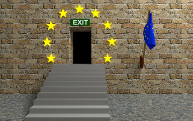 Poster - Illustration for leaving European Union. 3D rendering.