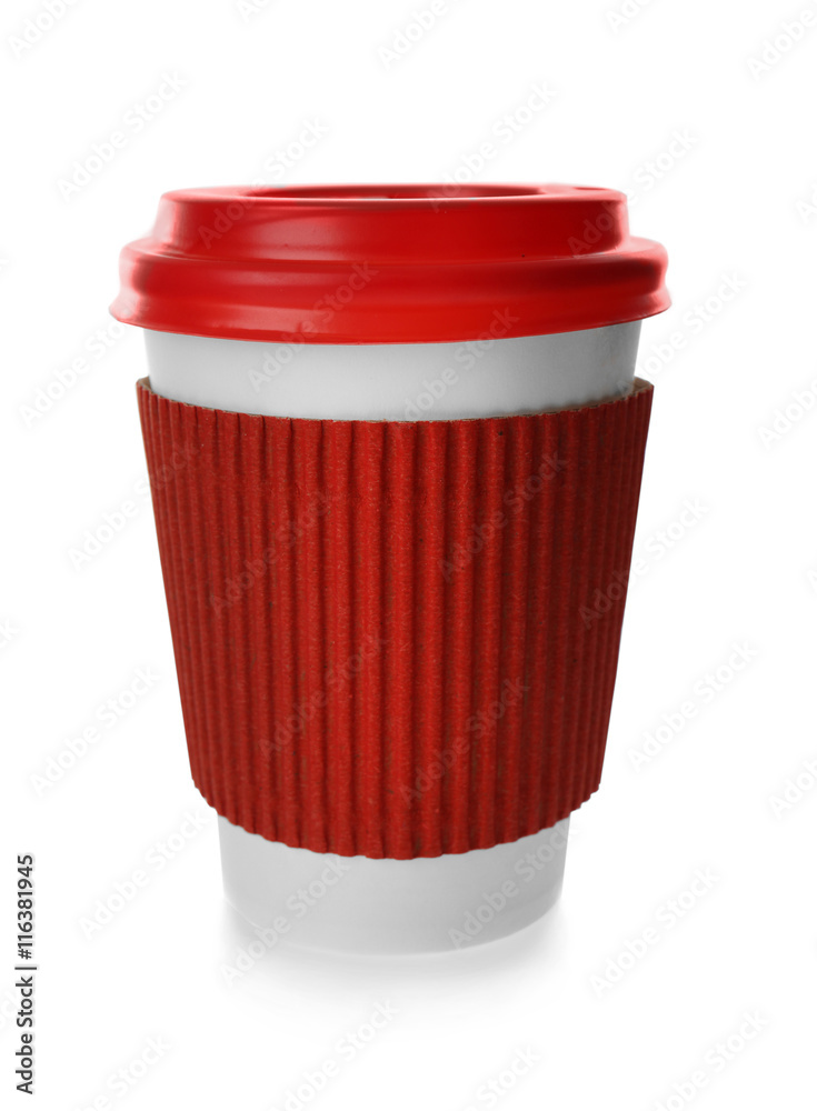 Paper cup of coffee isolated on white