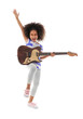 © Africa Studio - Afro-American little girl with curly hair playing guitar isolated on white