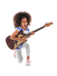 © Africa Studio - Afro-American little girl with curly hair playing guitar isolated on white