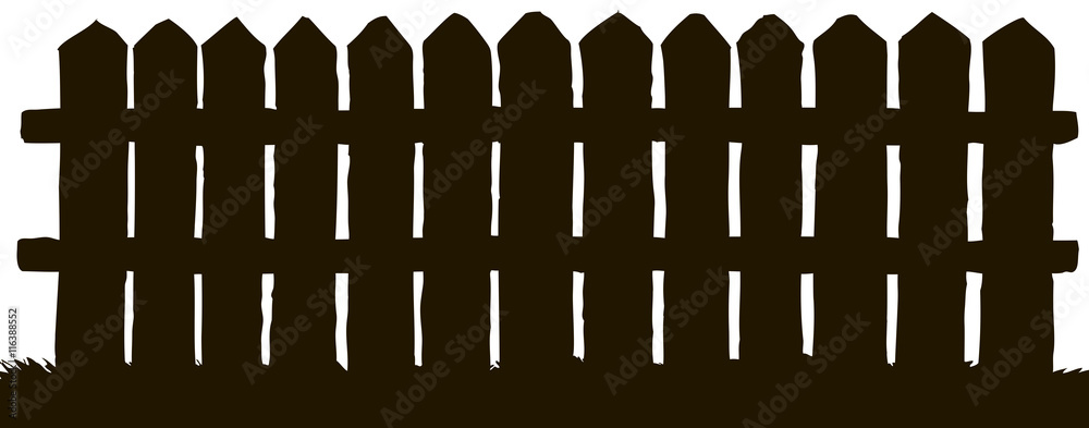 Vector engraving. Wooden Fence