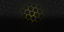 Black And Yellow Hexagons Modern Background Illustration