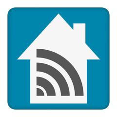 Isolated white web icon on blue background. House and Wi fi icon