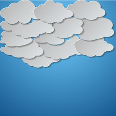 Poster - Vector abstract background composed of white paper clouds over blue. Eps10.