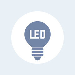 Sticker - led light bulb icon isolated on white, vector illustration