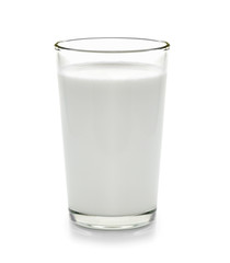 fresh milk in the glass on white background