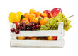 Various fruits in wooden box