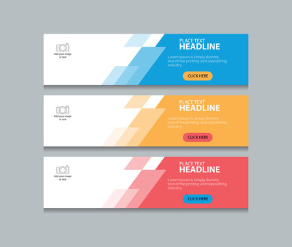 three color abstract web banner design template