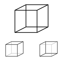 Wall Mural - necker cube optical illusion. ambiguous line drawing. most people see the left interpretation of the