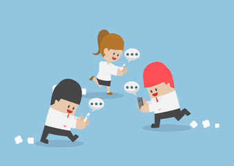 Poster - Businessman playing smartphone while walking