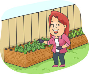 Wall Mural - Girl Raised Garden