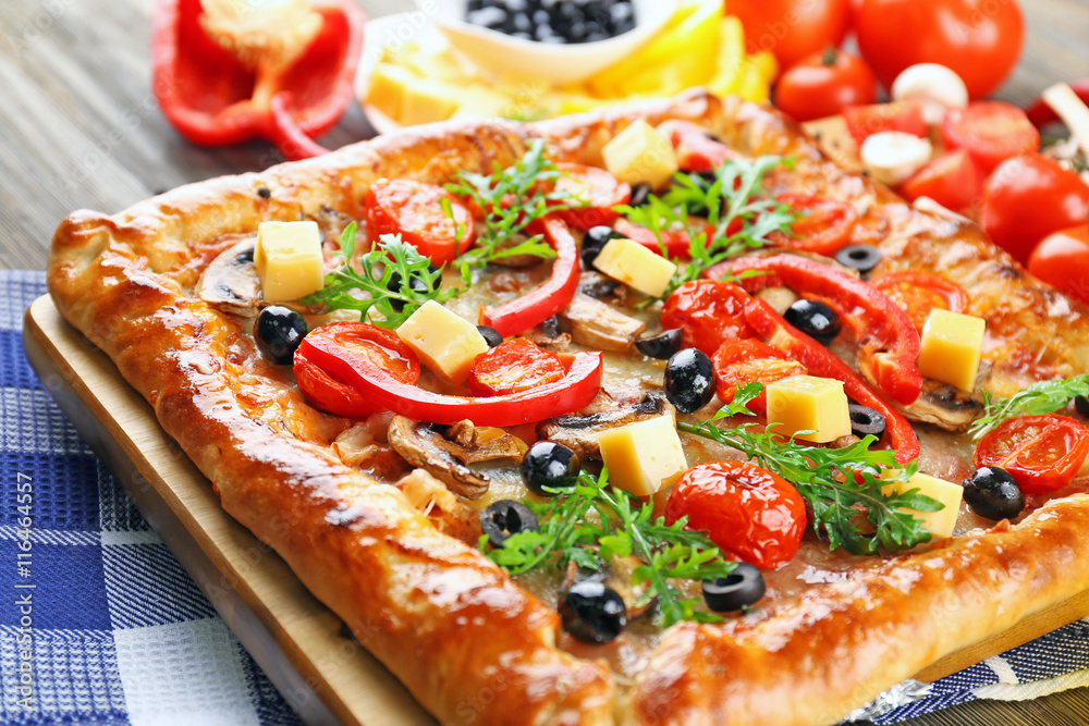 Freshly homemade pizza closeup