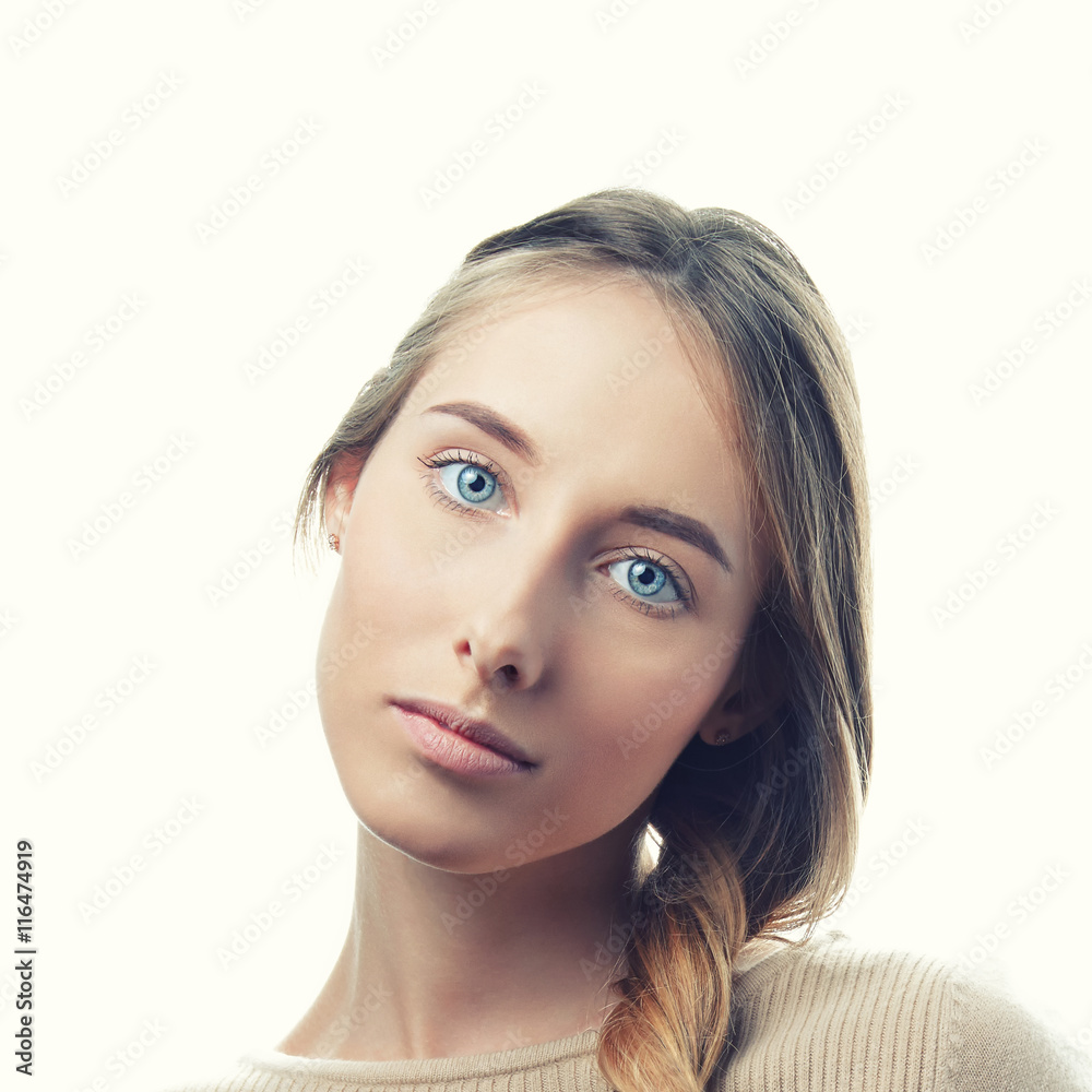 Portrait of blonde girl with blue eyes Stock Photo | Adobe Stock