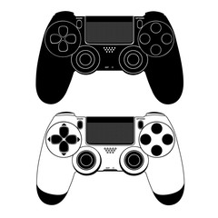 Sticker - A game joystick in the logo vector.Gamepad for the next generation console in vector.