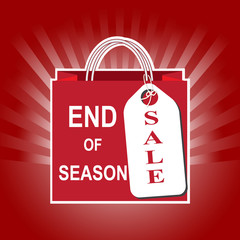 Shopping paper bag with end of season and sale tag icon