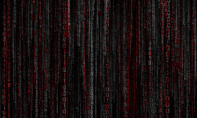 Canvas Print - cyberspace with digital lines, binary hanging chain