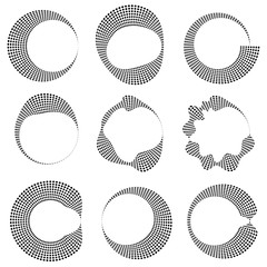 Poster - Geometric circular dotted elements with distortion. 9 different