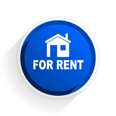 Sticker - for rent flat icon with shadow on white background, blue modern design web element