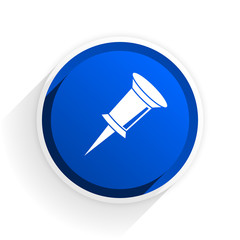 Poster - pin flat icon with shadow on white background, blue modern design web element