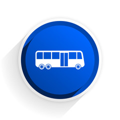 Poster - bus flat icon with shadow on white background, blue modern design web element