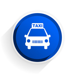 taxi flat icon with shadow on white background, blue modern design web element