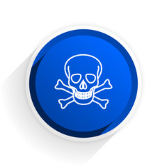 Poster - skull flat icon with shadow on white background, blue modern design web element