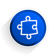 Poster - puzzle flat icon with shadow on white background, blue modern design web element