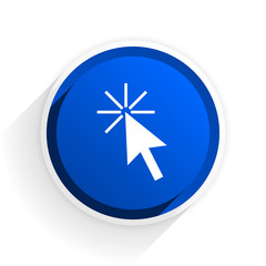 Poster - click here flat icon with shadow on white background, blue modern design web element