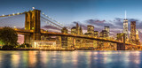 Fototapeta  - Brooklyn Bridge with sunset from Brooklyn Bridge park