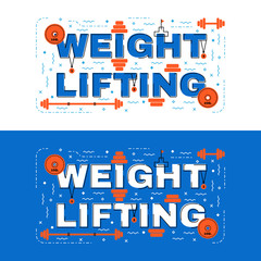 Wall Mural - Weight lifting banner; weight lifting lettering flat line design