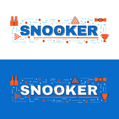 Wall Mural - Snooker banner, snooker lettering flat line design with icons
