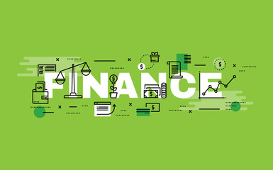Wall Mural - Lettering flat line design concepts of Finance