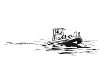 Sketch Of Motor Boat