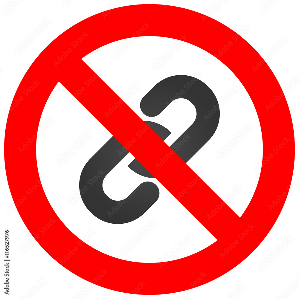 Prohibition sign with chain icon isolated on white background. Using ...