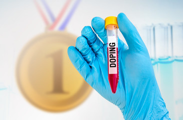 Wall Mural - Test-tube with blood sample for DOPING test