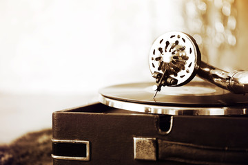 Wall Mural - Old gramophone closeup