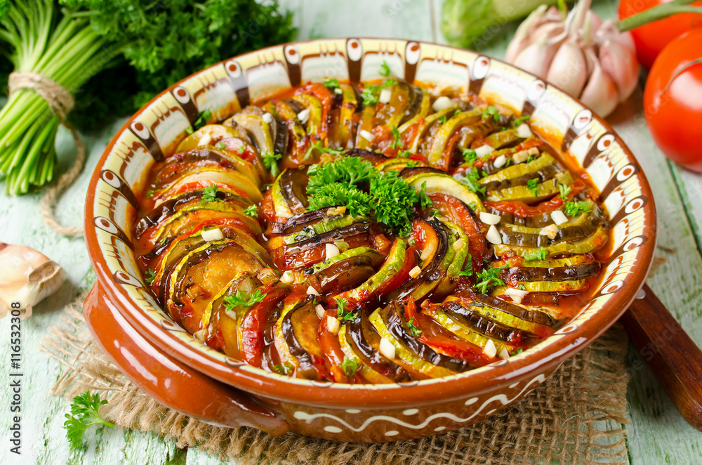 Obraz na płótnie Ratatouille - traditional French Provencal vegetable dish cooked w salonie