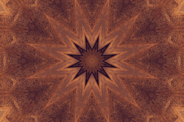 Poster - Unique kaleidoscope design. Brown pattern with stars