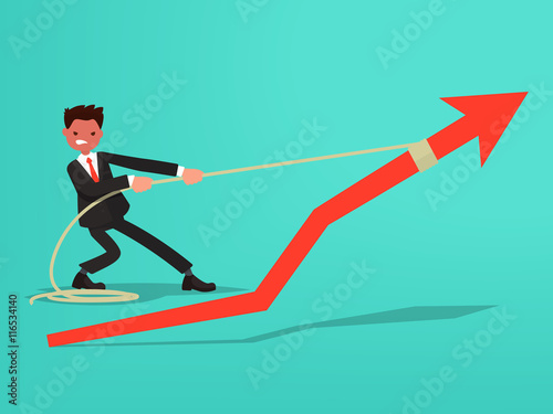 Fotografía Schedule of sales. Businessman makes an effort to grow sales. Ve