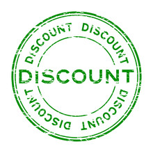 Grunge Green Round Discount Stamp On White Background