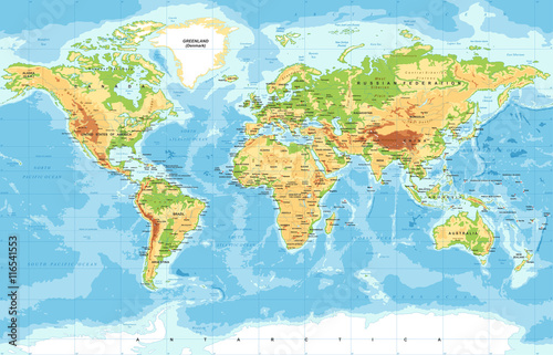 Obraz w ramie Physical World Map
