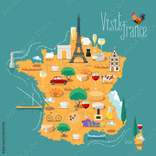 Map of France vector isolated illustration Tableau sur Toile