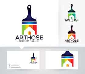 Wall Mural - Art House vector logo with alternative colors and business card template