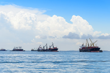 Large container ship in the sea