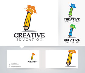 Creative Academy vector logo with alternative colors and business card template