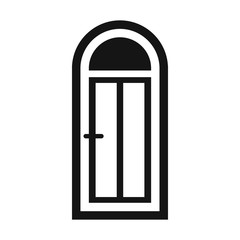Poster - Arched wooden door with glass icon in simple style isolated vector illustration