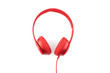 Red headphone on white baclground