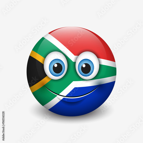 Cute emoticon isolated on white background with South Africa flag