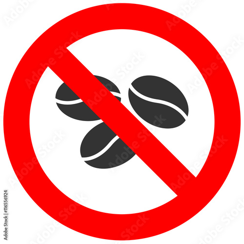 Forbidden sign with coffee beans icon isolated on white background